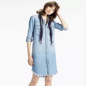 Lucky Brand Western Chambray Shirt Dress Size Small